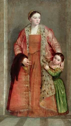 Livia da Porto Thiene grófnő és lánya, Portia portréja, 1551 körül